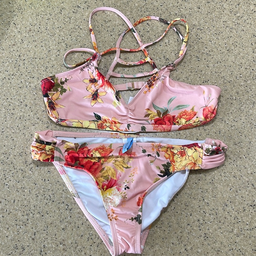 Two piece print swimsuit.